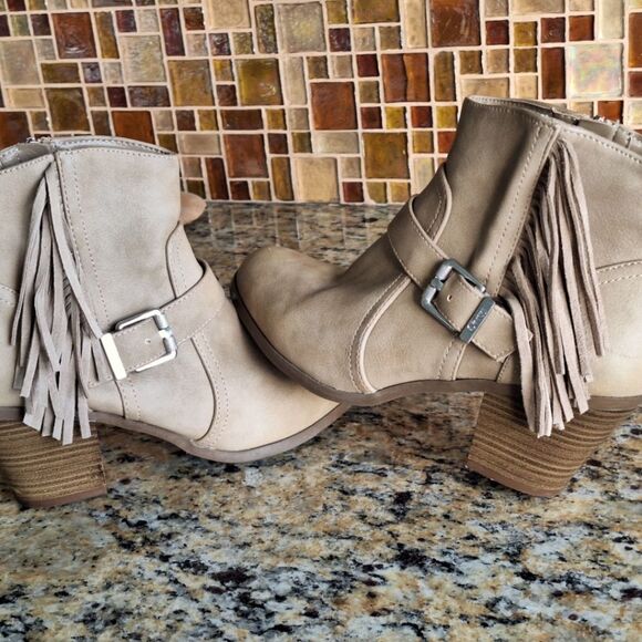 Festival Fringe Ankle Booties Leah beige zip 7.5M CIRCUS by SAM EDELMAN Boots - Picture 5 of 15